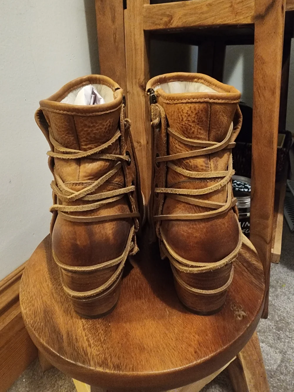 Freebird Cedrick Tan Leather Lace-Up Ankle Booties